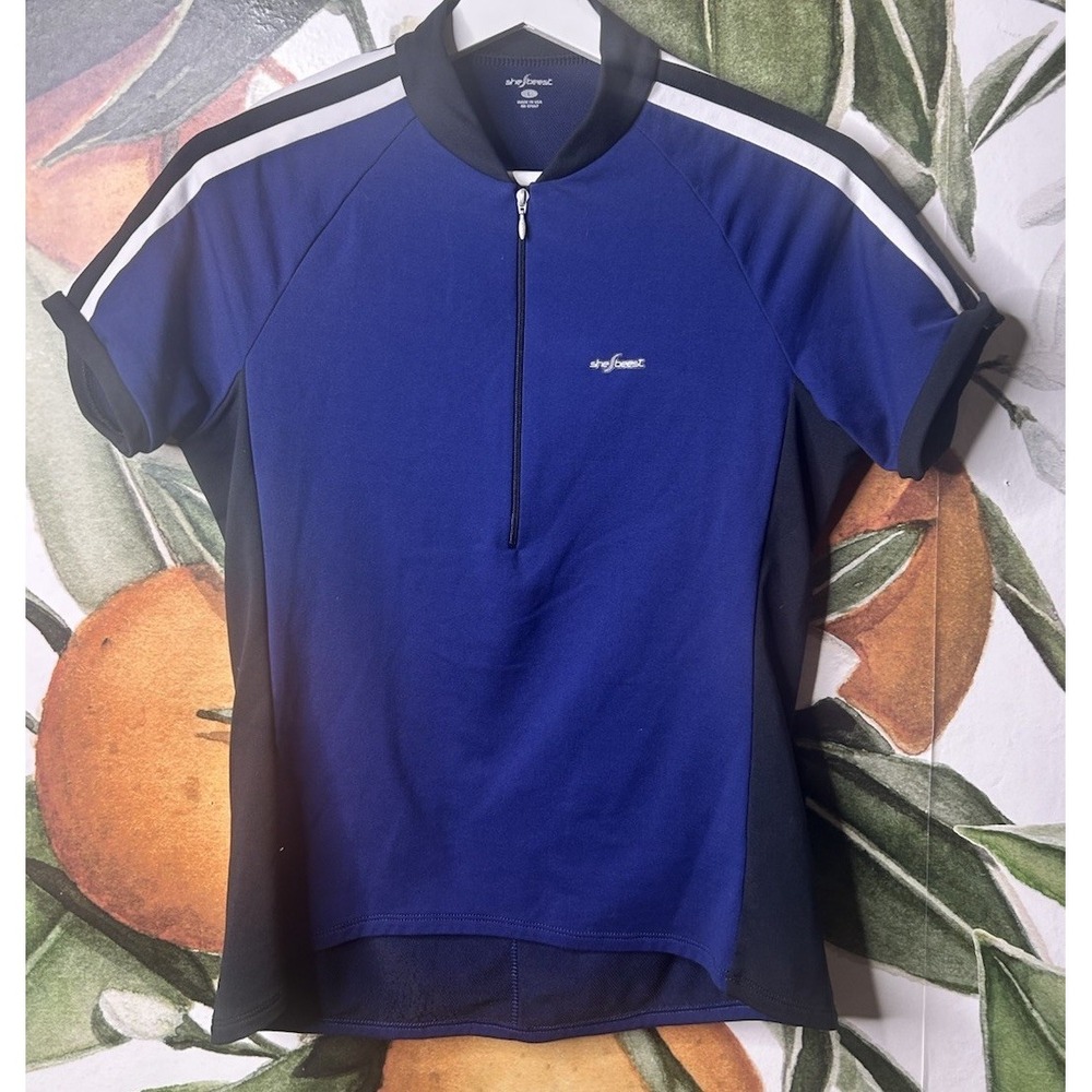 She Beest Womens‎ Performance Cycling Short Sleeve Top Shirt Size Large 1/4 Zip